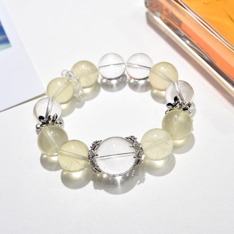 Natural Citrine and White Crystal Bracelet