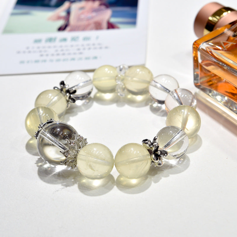 Natural Citrine and White Crystal Bracelet