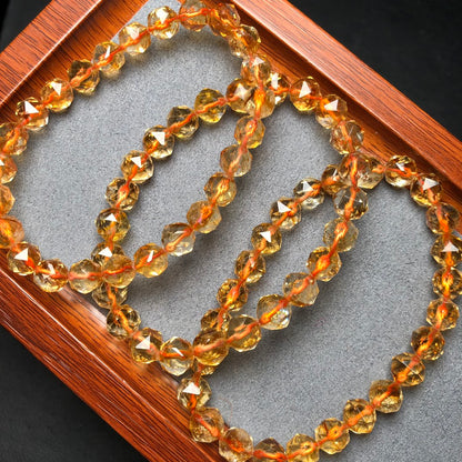 Diamond Cut Citrine Crystal Bracelet