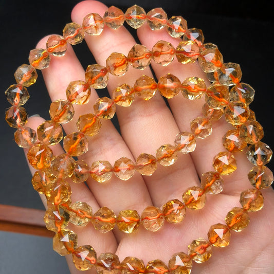 Diamond Cut Citrine Crystal Bracelet